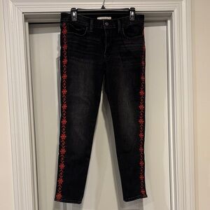 Levi Black Jeans with Red Embroidery